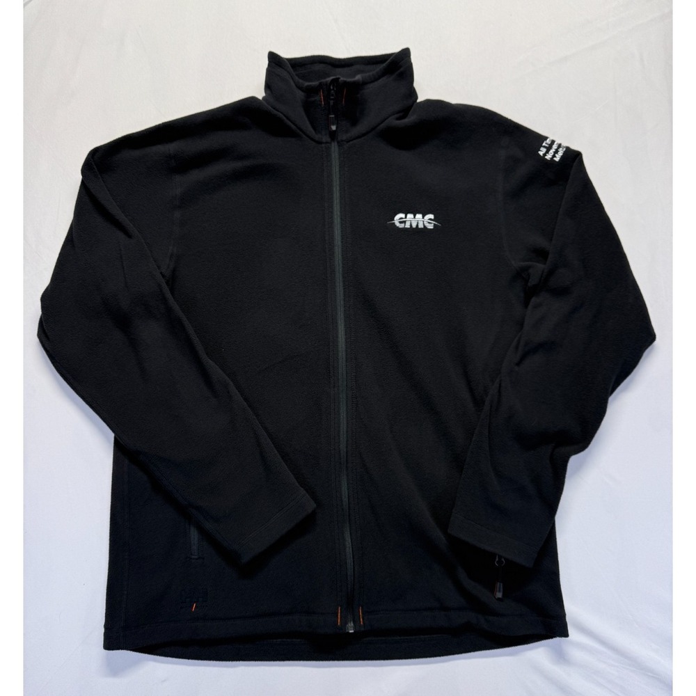 Helly Hansen Polartec Fleece Jacket Mens XL Black GMC‎ Logo Full Zip Workwear